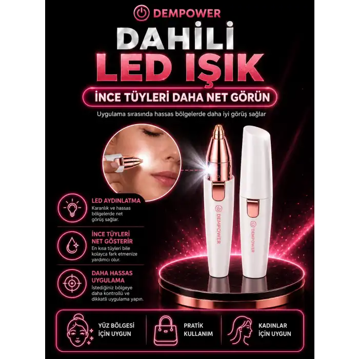 Kadınlar İçin Hassas Tüy Alma ve Kaş Düzeltme Özellikli Mini Epilasyon Aleti