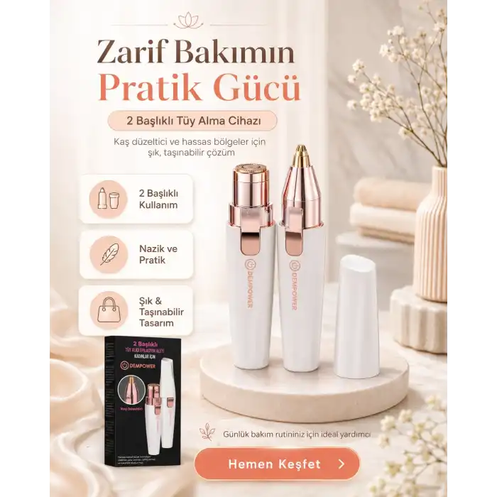 Kaş Düzeltici Başlıklı Kadın Epilasyon Cihazı Yüz ve Hassas Bölge Tüy Alma Aleti