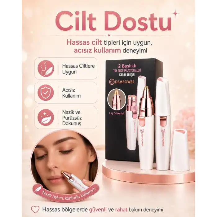 Kaş Düzeltici Başlıklı Kadın Epilasyon Cihazı Yüz ve Hassas Bölge Tüy Alma Aleti