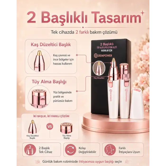 Kaş Düzeltici Başlıklı Kadın Epilasyon Cihazı Yüz ve Hassas Bölge Tüy Alma Aleti