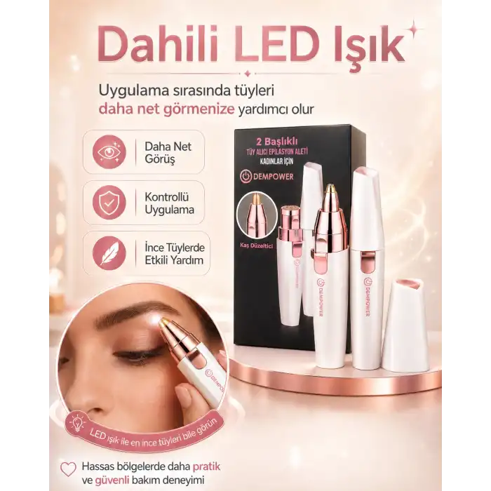 Kaş Düzeltici Başlıklı Kadın Epilasyon Cihazı Yüz ve Hassas Bölge Tüy Alma Aleti