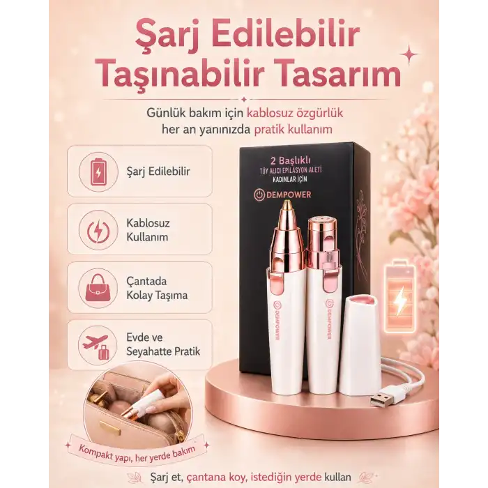 Kaş Düzeltici Başlıklı Kadın Epilasyon Cihazı Yüz ve Hassas Bölge Tüy Alma Aleti