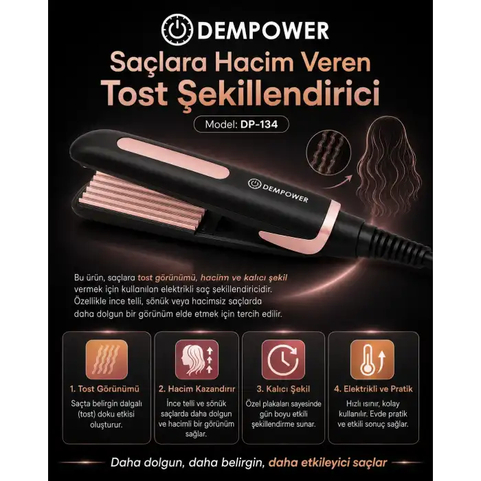Tek Seferlik Şekillendirme İçin Saç Tost Makinesi ve Kalıcı Görünüm Veren Saç Şekillendirici