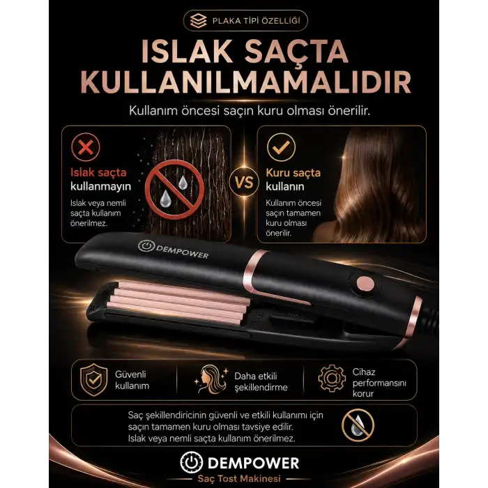 Kadınlar İçin Dalgalı ve Hacimli Görünüm Sağlayan Profesyonel Saç Tost Şekillendirme Makinesi