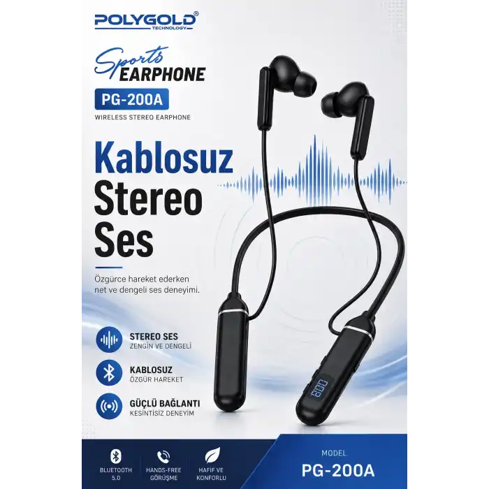 Bluetooth Uyumlu Spor Kulaklık Uzun Pil Ömürlü Boyun Askılı Stereo Sesli