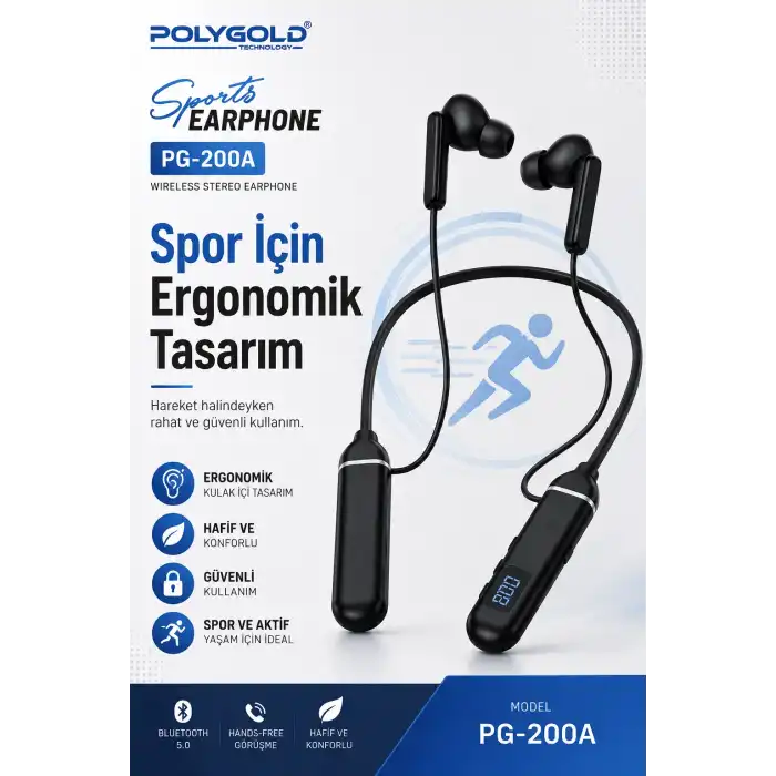 Bluetooth Uyumlu Spor Kulaklık Uzun Pil Ömürlü Boyun Askılı Stereo Sesli
