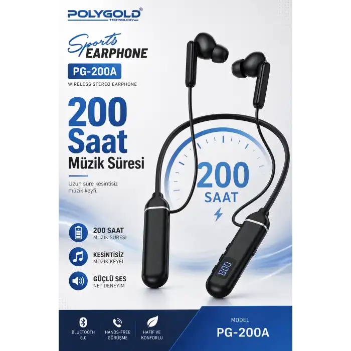 Bluetooth Uyumlu Spor Kulaklık Uzun Pil Ömürlü Boyun Askılı Stereo Sesli
