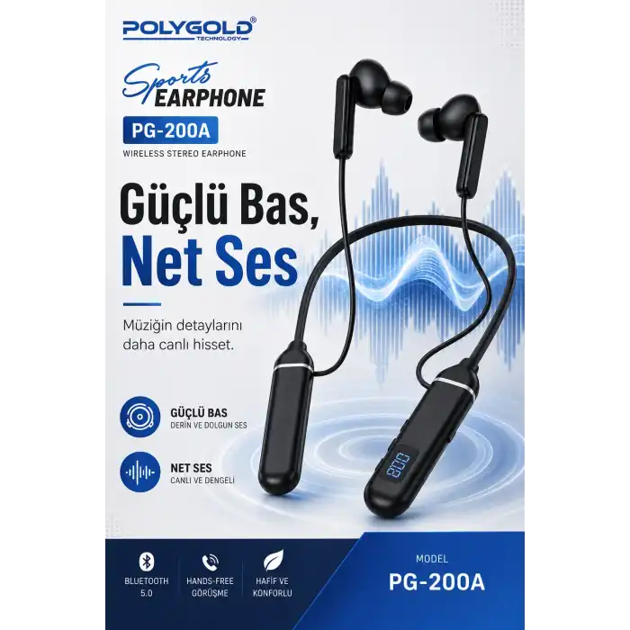Bluetooth Uyumlu Spor Kulaklık Uzun Pil Ömürlü Boyun Askılı Stereo Sesli