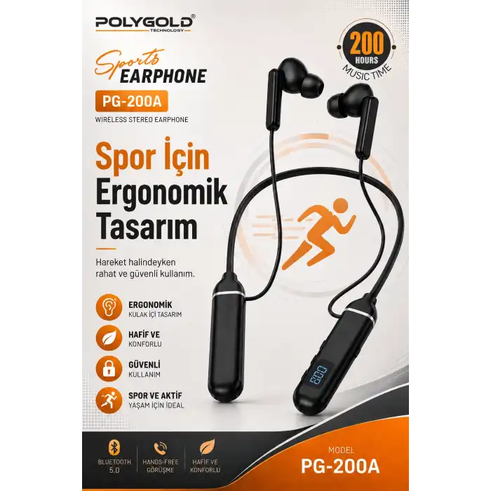 Boyun Askılı Kablosuz Stereo Kulaklık Spor Kullanıma Uygun Mikrofonlu Model