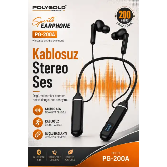 Boyun Askılı Kablosuz Stereo Kulaklık Spor Kullanıma Uygun Mikrofonlu Model