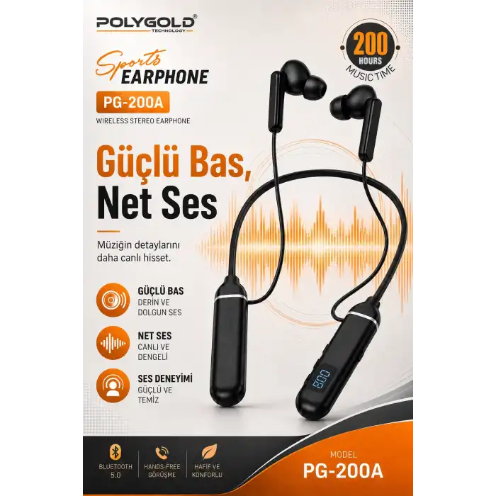 Boyun Askılı Kablosuz Stereo Kulaklık Spor Kullanıma Uygun Mikrofonlu Model