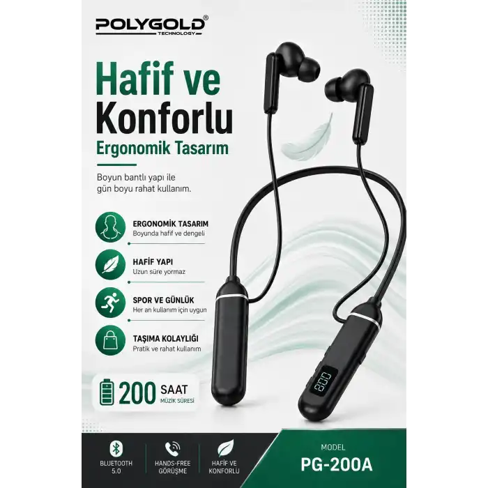 Uzun Süre Kullanımlı Kablosuz Kulak İçi Spor Kulaklık Stereo Ses Mikrofonlu