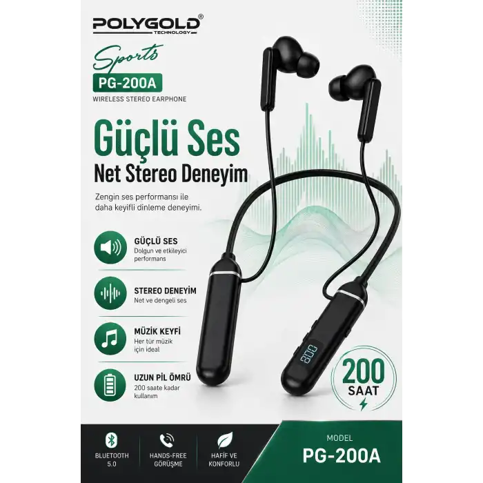 Uzun Süre Kullanımlı Kablosuz Kulak İçi Spor Kulaklık Stereo Ses Mikrofonlu
