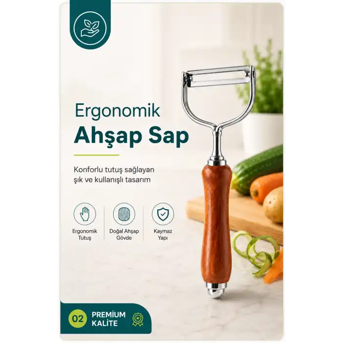 Tek Başlıklı Ahşap Saplı Metal Soyacak Sebze ve Meyve İçin Pratik Kullanım