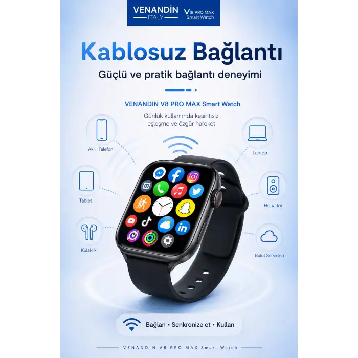 AMOLED Ekranlı Kablosuz Şarj Destekli Akıllı Saat Spor Modlu Bluetooth Uyumlu