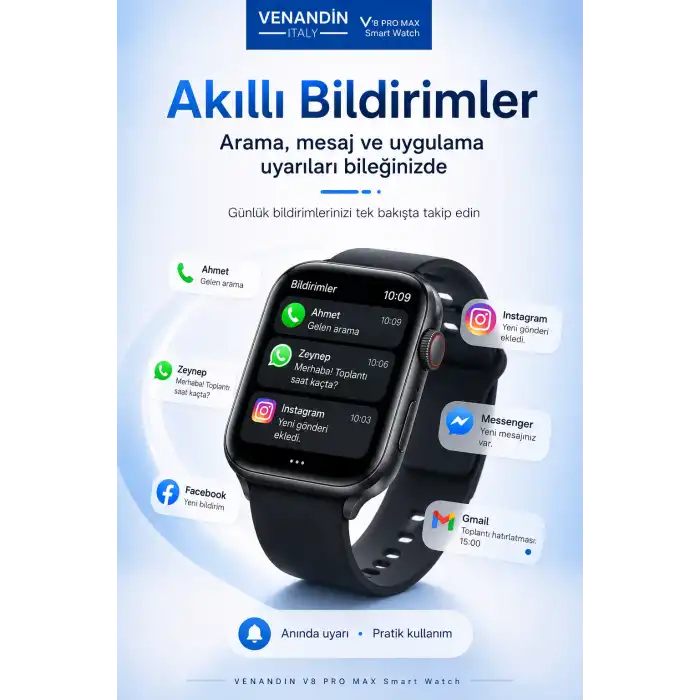 AMOLED Ekranlı Kablosuz Şarj Destekli Akıllı Saat Spor Modlu Bluetooth Uyumlu