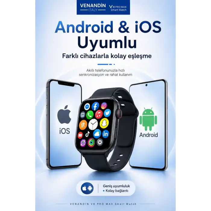 AMOLED Ekranlı Kablosuz Şarj Destekli Akıllı Saat Spor Modlu Bluetooth Uyumlu