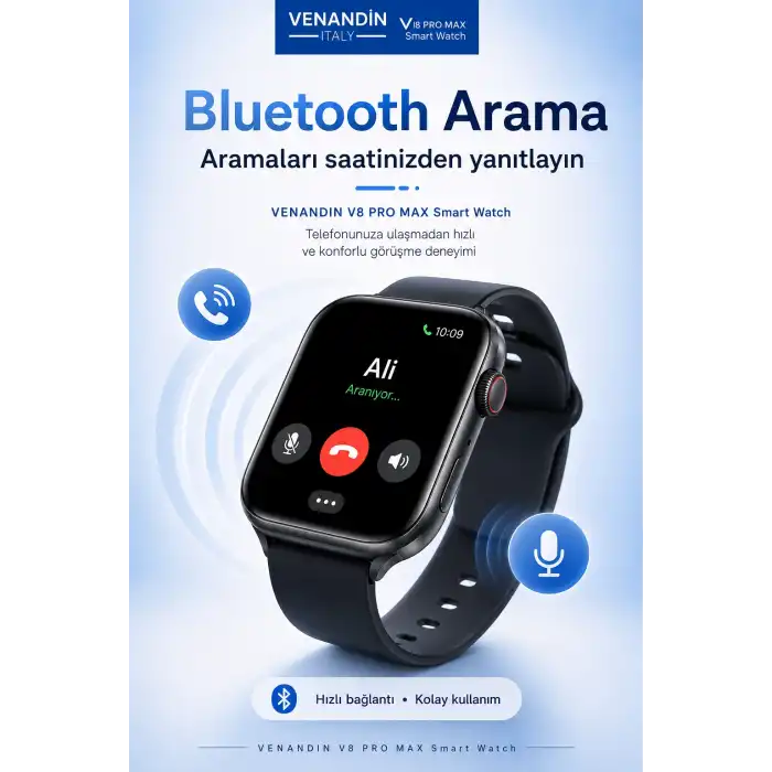 AMOLED Ekranlı Kablosuz Şarj Destekli Akıllı Saat Spor Modlu Bluetooth Uyumlu