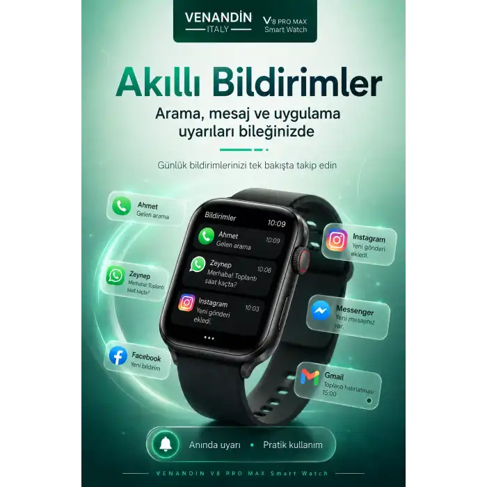 Çoklu Uygulama Destekli Bluetooth Akıllı Saat Dokunmatik Ekranlı Bildirim Özellikli