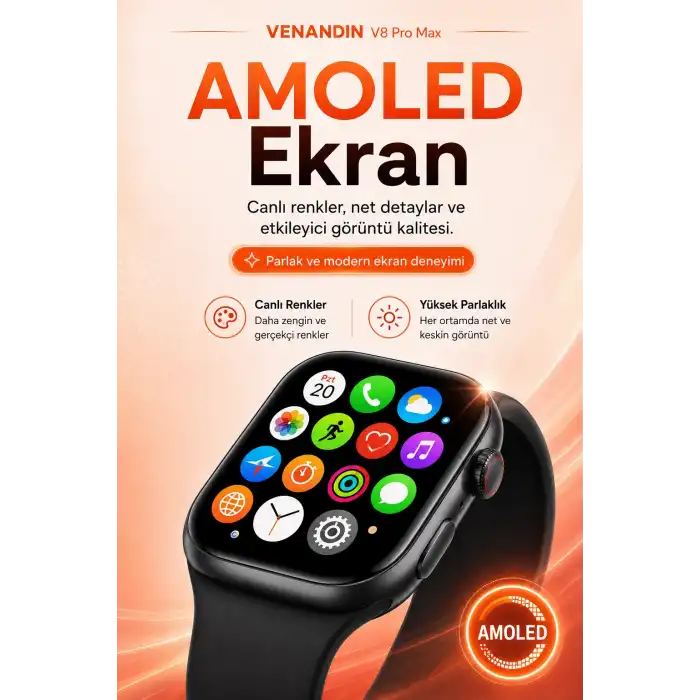 Kablosuz Şarjlı Dokunmatik Ekran Akıllı Saat Arama ve Mesaj Bildirim Destekli
