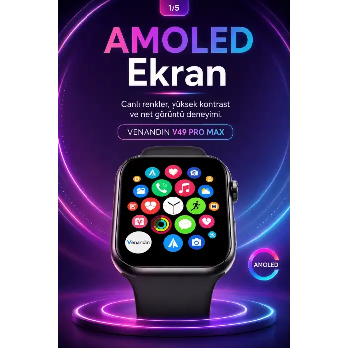 Spor Takip Özellikli AMOLED Ekran Akıllı Saat Telefon Uyumlu Bluetooth Bağlantılı