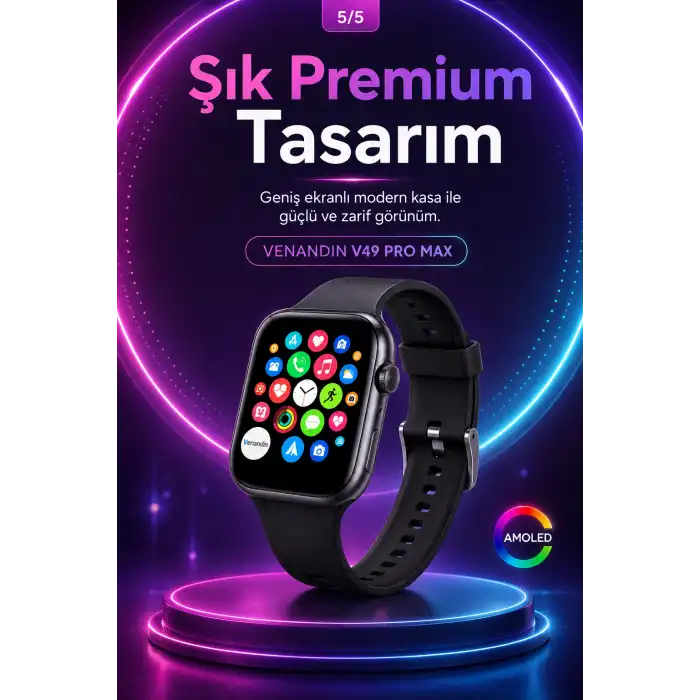 Spor Takip Özellikli AMOLED Ekran Akıllı Saat Telefon Uyumlu Bluetooth Bağlantılı