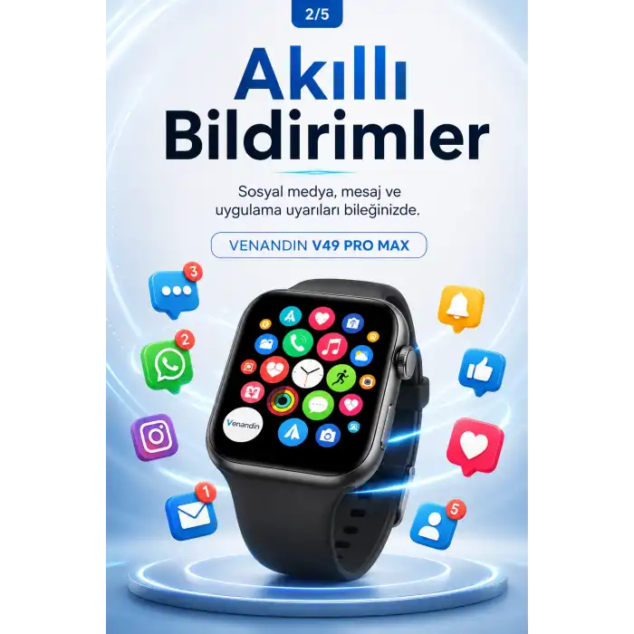 Uygulama Bildirimli Dokunmatik Akıllı Saat Kablosuz Şarjlı Şık Tasarımlı Model