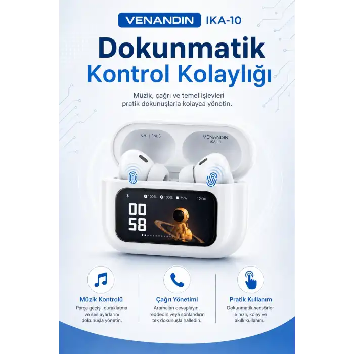 Dokunmatik Ekranlı Şarj Kutulu Kablosuz Kulak İçi Kulaklık Uzun Pil Ömürlü Model