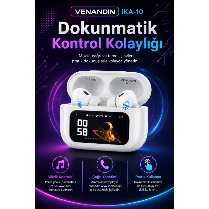 Ekran Göstergeli Kablosuz Kulak İçi Kulaklık Şarj Kutulu Müzik Ve Görüşme Uyumlu