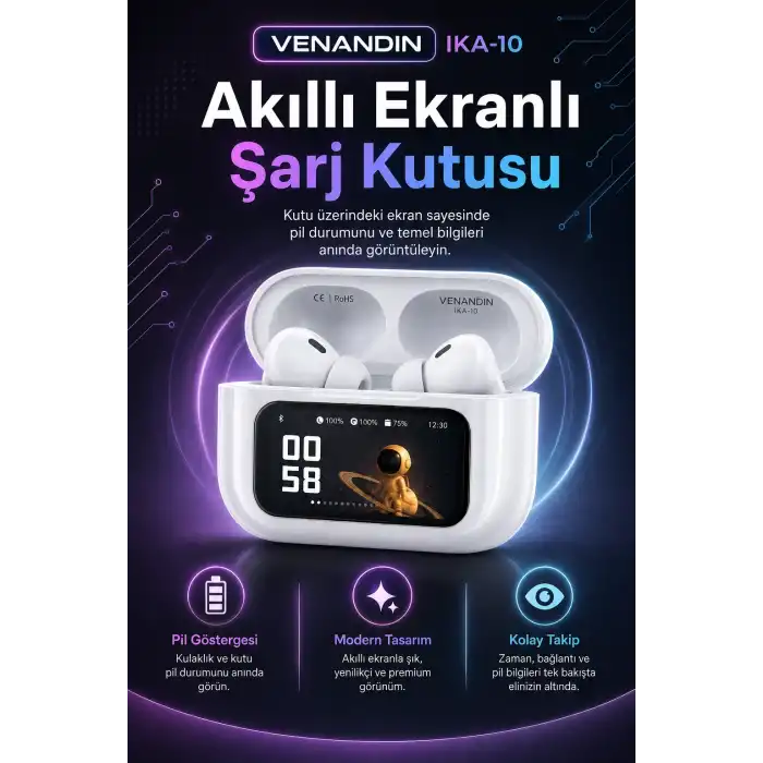 Ekran Göstergeli Kablosuz Kulak İçi Kulaklık Şarj Kutulu Müzik Ve Görüşme Uyumlu