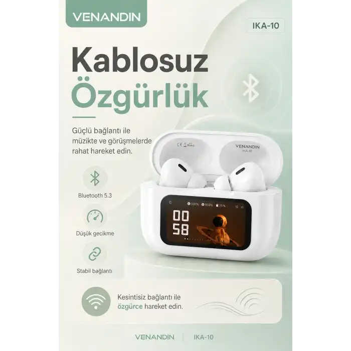 Dijital Ekranlı Şarj Kutulu Kablosuz Kulaklık Müzik Arama Ve Günlük Kullanım İçin