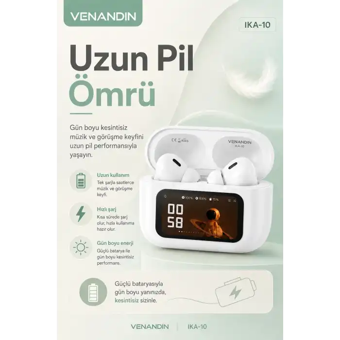Dijital Ekranlı Şarj Kutulu Kablosuz Kulaklık Müzik Arama Ve Günlük Kullanım İçin