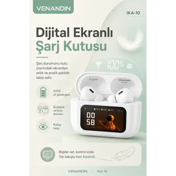 Dijital Ekranlı Şarj Kutulu Kablosuz Kulaklık Müzik Arama Ve Günlük Kullanım İçin