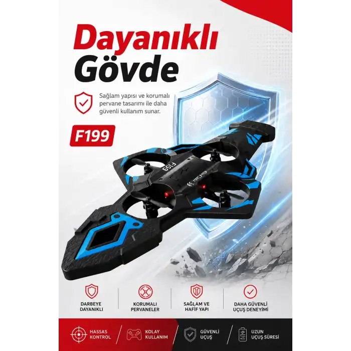 Katlanabilir Tasarımlı Uzaktan Kumandalı Drone 360 Derece Dönüş Ve Işıklı Uçuş Özellikli