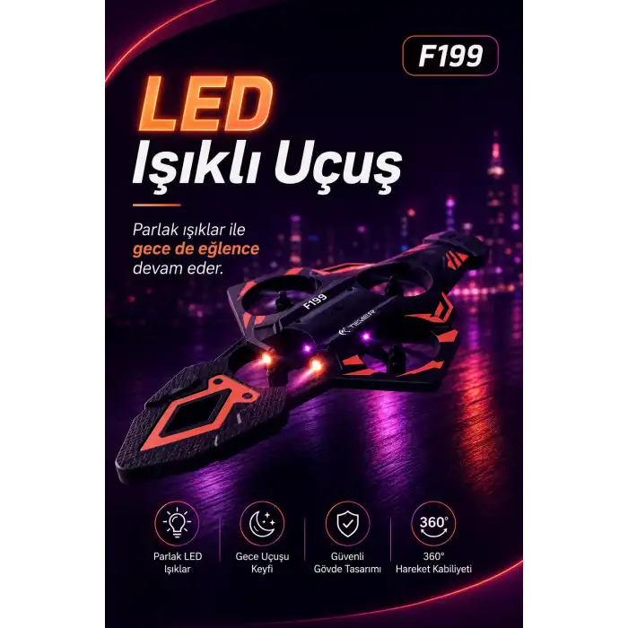 2.4G Uzaktan Kumandalı F199 Model Uçak Drone Hızlı Dönüşlü Çocuk Oyuncağı