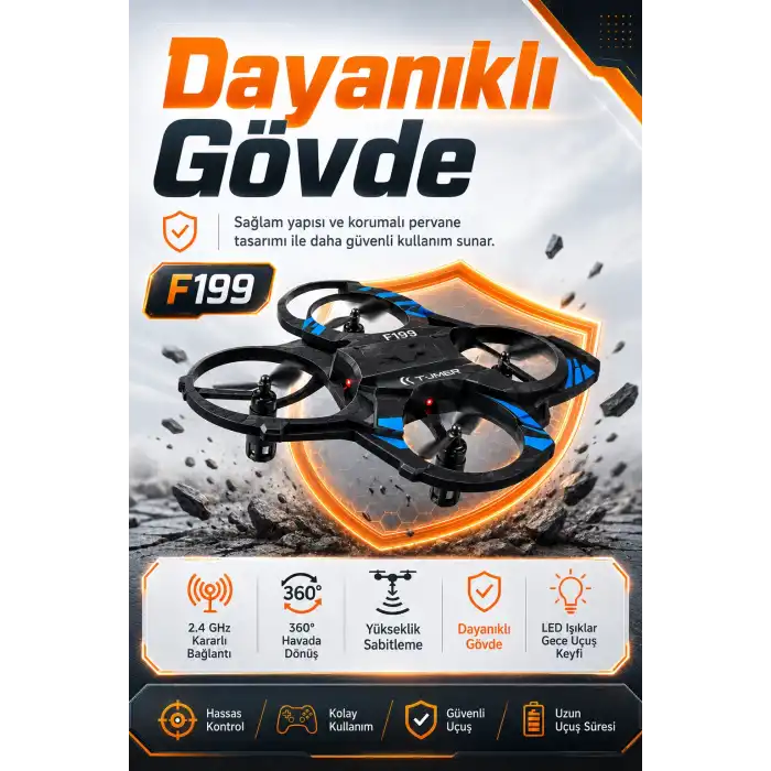 Işıklı Gövdeli Uzaktan Kumandalı Drone Oyuncak 360 Derece Takla Atabilen Uçuş Seti