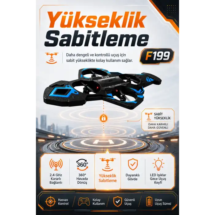 Işıklı Gövdeli Uzaktan Kumandalı Drone Oyuncak 360 Derece Takla Atabilen Uçuş Seti