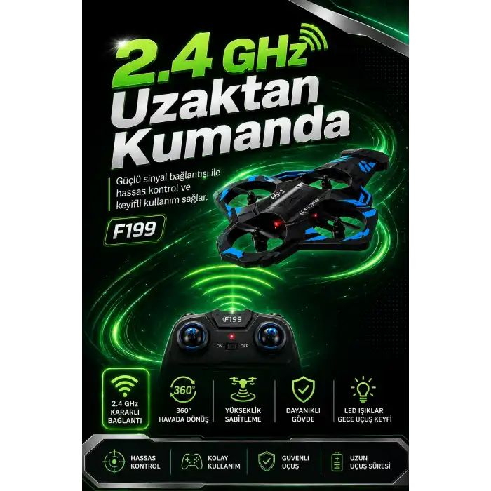 Yönsüz Mod Destekli Uzaktan Kumandalı Uçak Drone 2.4G Frekanslı Eğlenceli Oyuncak
