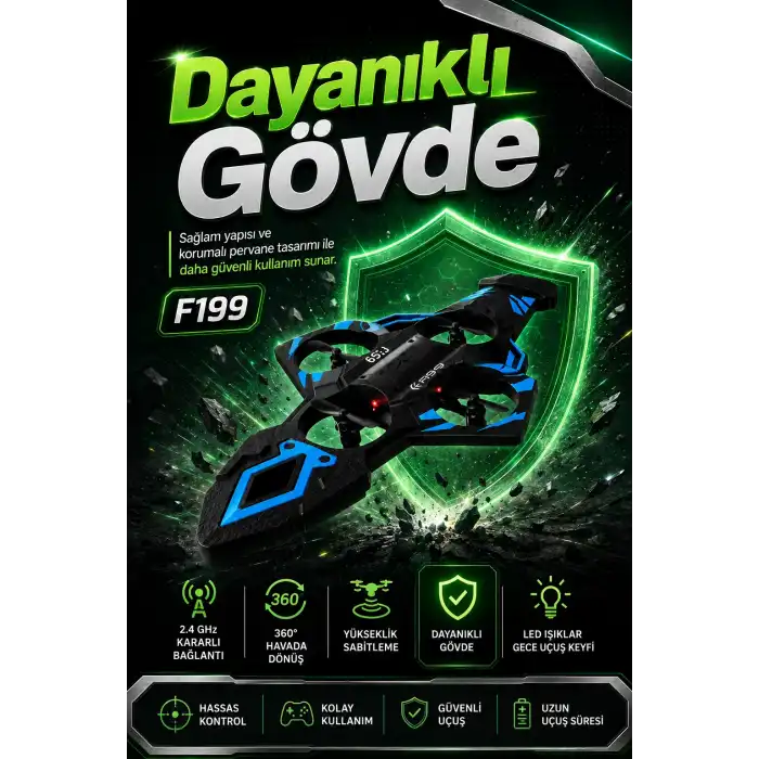 Yönsüz Mod Destekli Uzaktan Kumandalı Uçak Drone 2.4G Frekanslı Eğlenceli Oyuncak