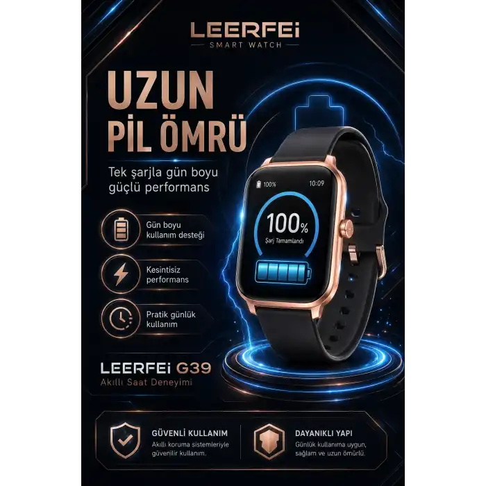 G39 Model Kablosuz Şarjlı Akıllı Saat Rose Gold Renk Bildirim Ve Arama Destekli