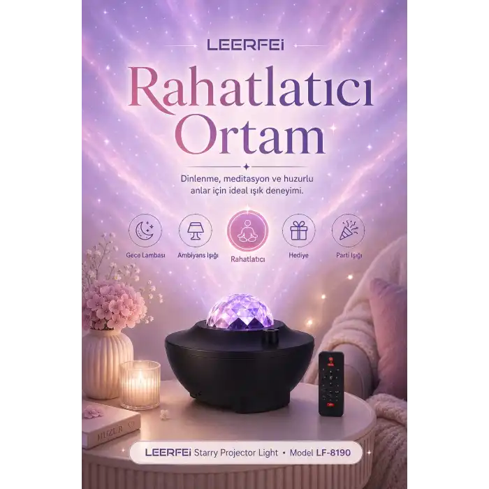 FM Destekli Yıldız Projektör Işığı Gece Lambası Rahatlatıcı Ortam Aydınlatmalı
