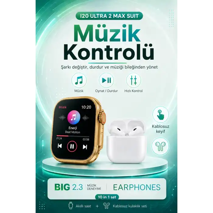 Bluetooth Uyumlu Akıllı Saat Ve Kablosuz Kulaklık Günlük Kullanıma Uygun Set