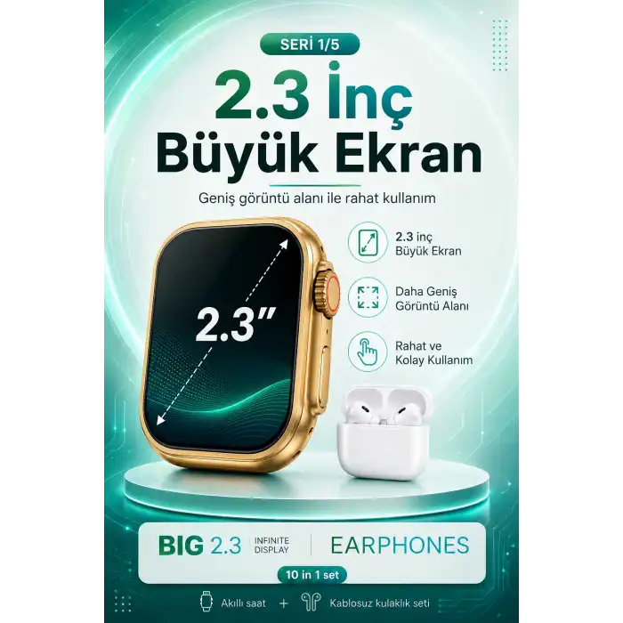 Bluetooth Uyumlu Akıllı Saat Ve Kablosuz Kulaklık Günlük Kullanıma Uygun Set