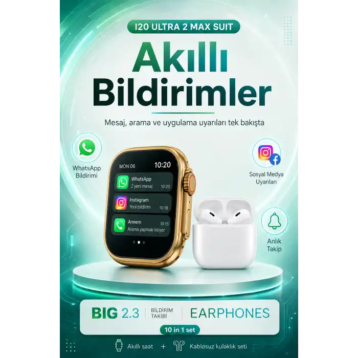 Bluetooth Uyumlu Akıllı Saat Ve Kablosuz Kulaklık Günlük Kullanıma Uygun Set