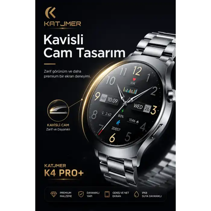 AMOLED Ekranlı Metal Kordonlu Akıllı Saat Üç Kayışlı Spor Takip Ve Bildirim Özellikli
