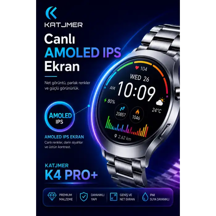 Kavisli Cam Tasarımlı Akıllı Saat AMOLED Ekran Üç Kordonlu Günlük Kullanım Seti