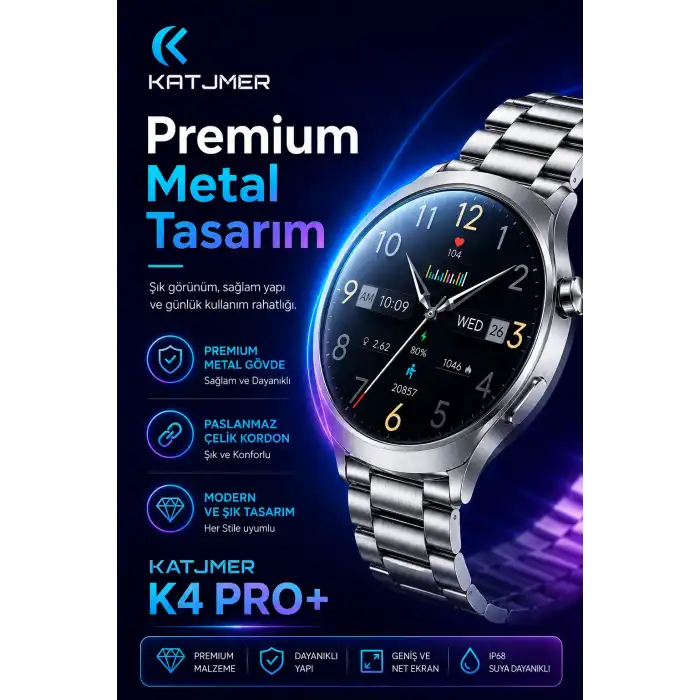 Kavisli Cam Tasarımlı Akıllı Saat AMOLED Ekran Üç Kordonlu Günlük Kullanım Seti