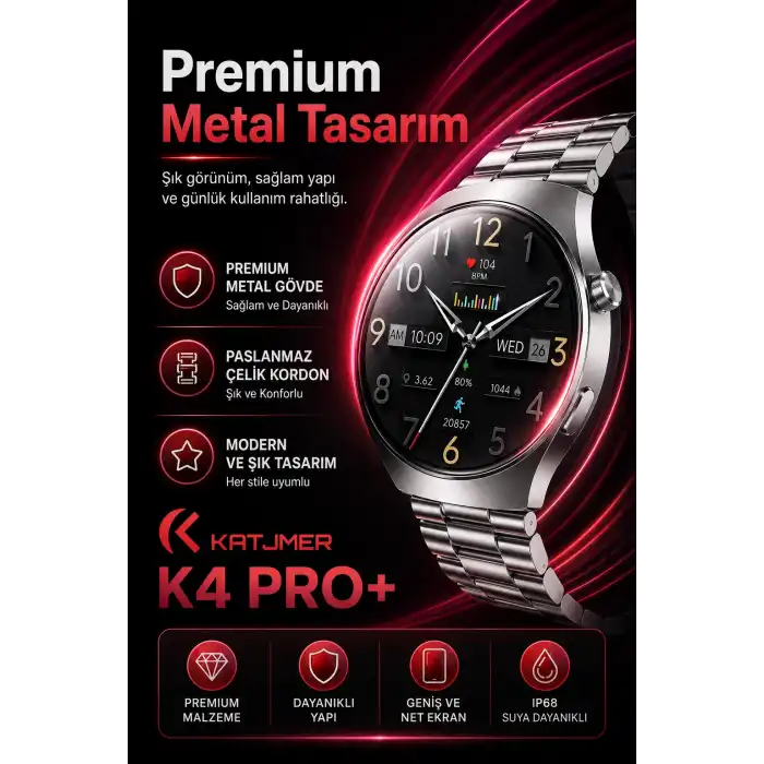 Metal Kasa Görünümlü Akıllı Saat Üç Farklı Kayışlı Bluetooth Bildirim Destekli