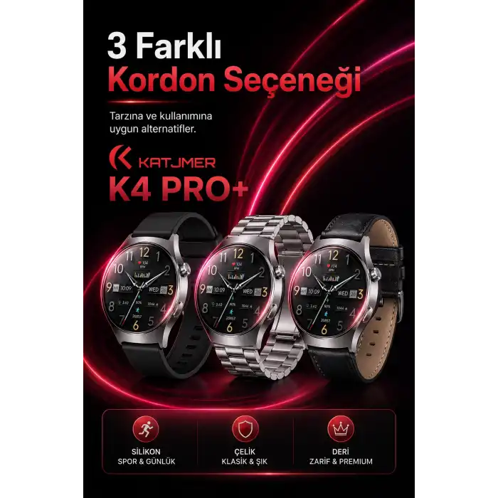 Metal Kasa Görünümlü Akıllı Saat Üç Farklı Kayışlı Bluetooth Bildirim Destekli