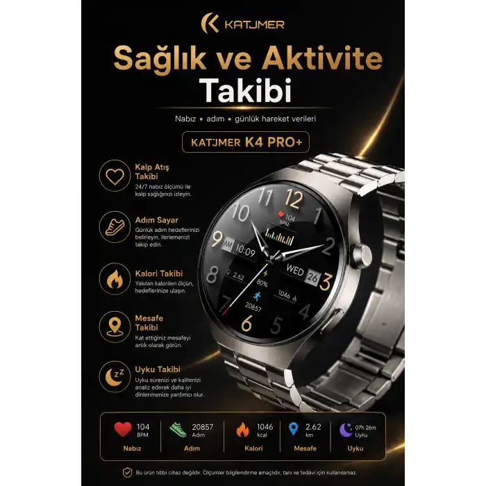 Dokunmatik AMOLED Ekranlı Akıllı Saat Çelik Kordon Ve Ek Kayışlı Şık Tasarım